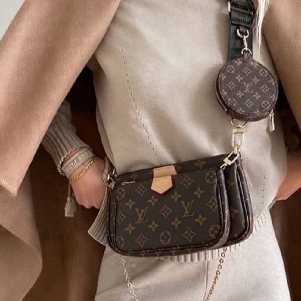 LV Louis Vuitton Multi Pochette Accessoires Khaki Monogram M44813 MSRP $2890 - Picture 11 of 16